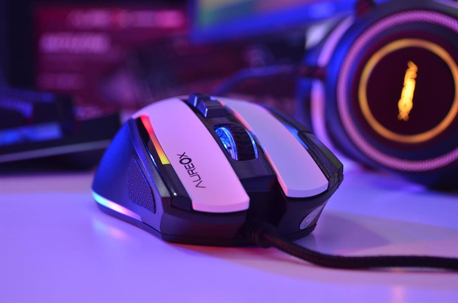 Mouse Aureox Laser Sight RGB Blanco