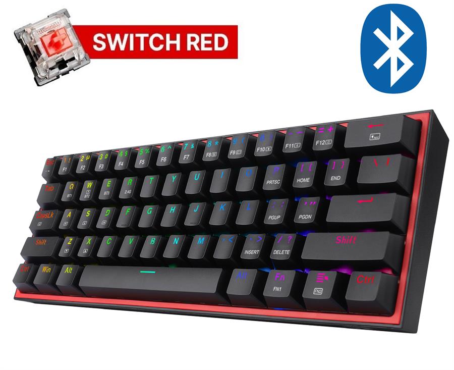 Teclado Mecánico Inalámbrico Redragon Fizz Pro K616 Black RGB RED Ñ 60%