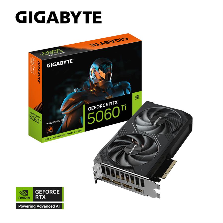 Placa de Video Gigabyte GeForce RTX 5060ti Windforce 8Gb